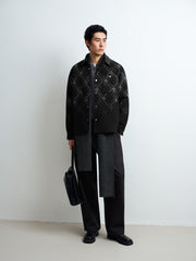 Men's Casual Gradient Jacquard Wool-Blend Overshirt