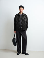 Men's Casual Gradient Jacquard Wool-Blend Overshirt