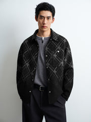 Men's Casual Gradient Jacquard Wool-Blend Overshirt
