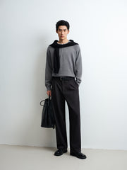 Men's Wool-Blend Faux-Layer Knit Pullover