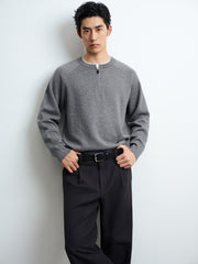 Men's Wool-Blend Faux-Layer Knit Pullover