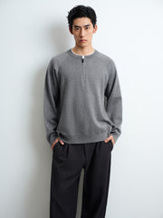 Men's Wool-Blend Faux-Layer Knit Pullover