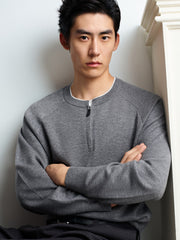 Men's Wool-Blend Faux-Layer Knit Pullover