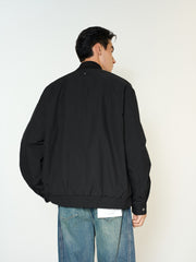 Men's Casual Black Stand-Collar Zip Jacket
