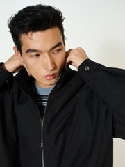 Men's Casual Black Stand-Collar Zip Jacket