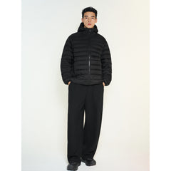 Men's Casual Black Channel-Quilted Down Jacket