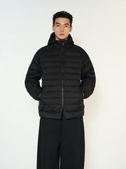 Men's Casual Black Channel-Quilted Down Jacket