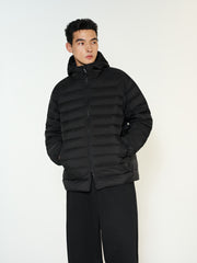 Men's Casual Black Channel-Quilted Down Jacket