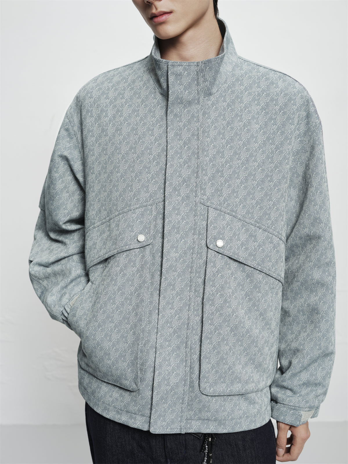 Men's Houndstooth Jacquard Denim Jacket