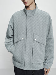 Men's Houndstooth Jacquard Denim Jacket