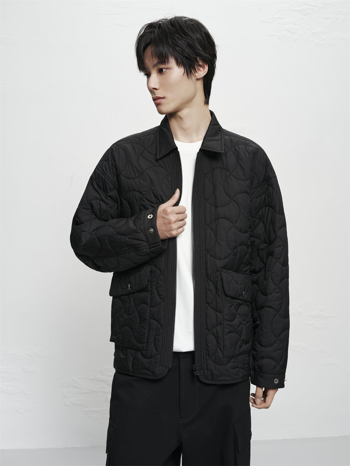 Men's Black Relaxed Quilted Padded Jacket