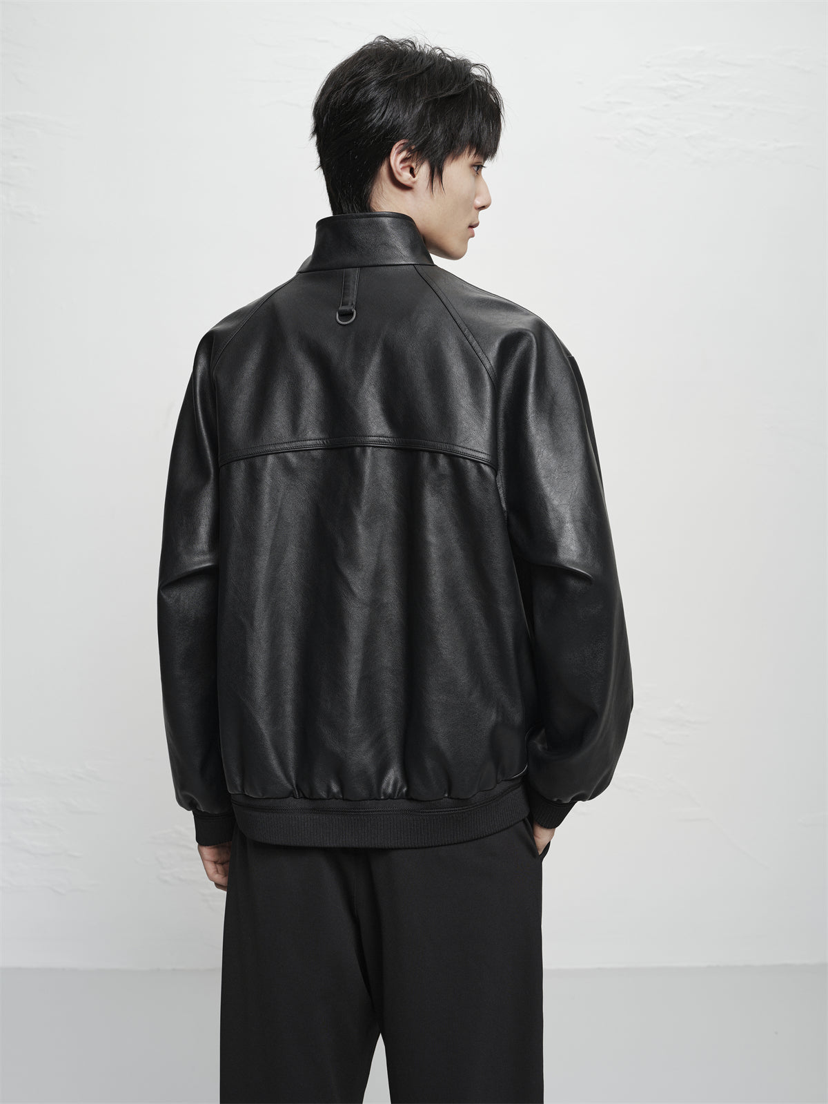 Men's Oversized Stand-Collar PU Jacket