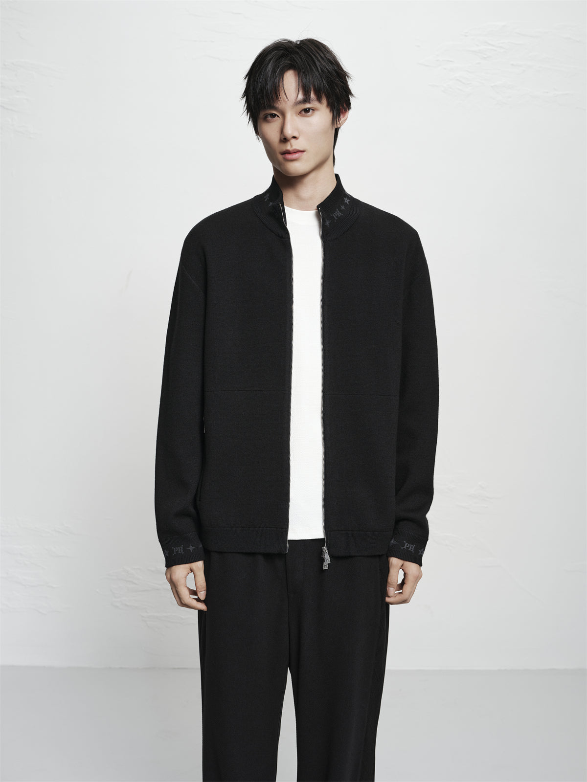 Men's Jacquard Wool-Blend Knit Cardigan