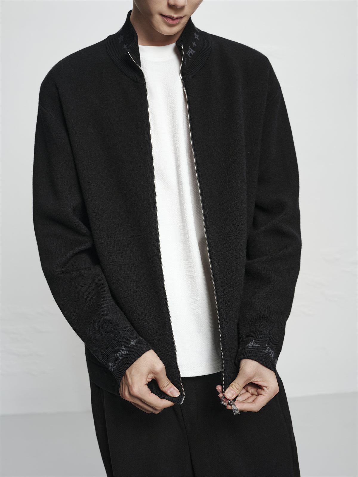Men's Jacquard Wool-Blend Knit Cardigan