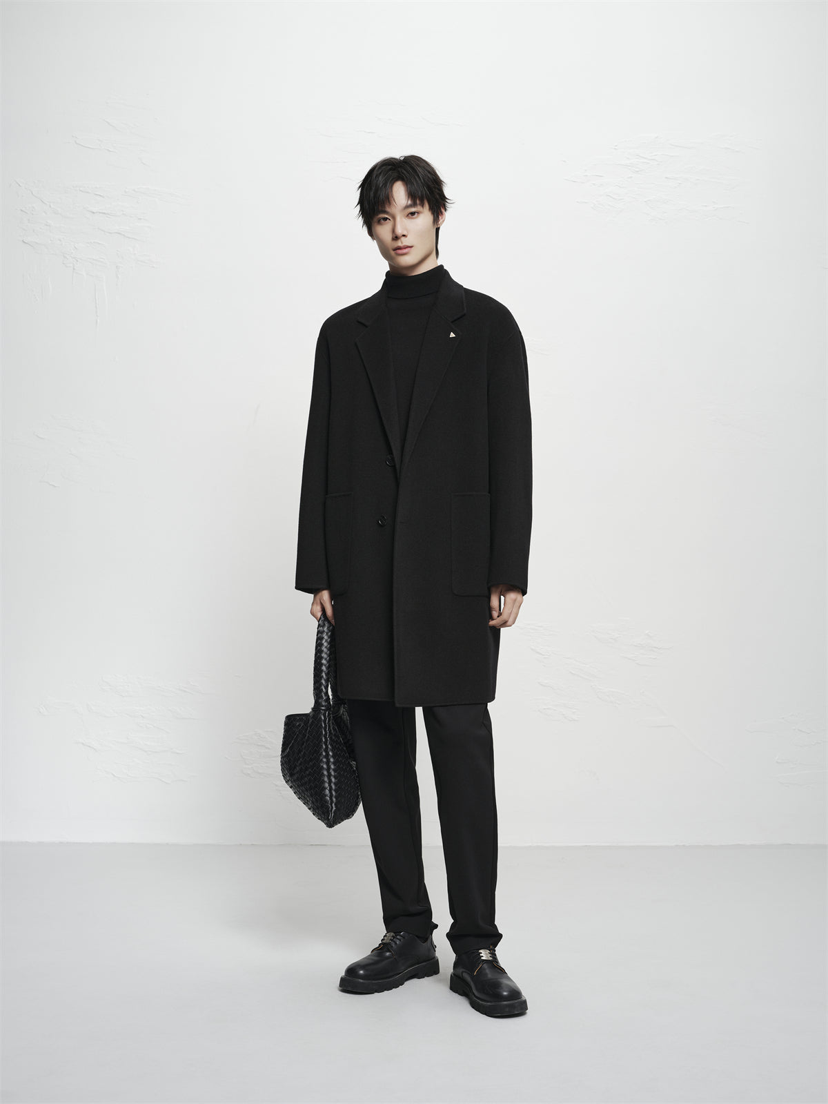 Men's Black Wool-Blend Coat