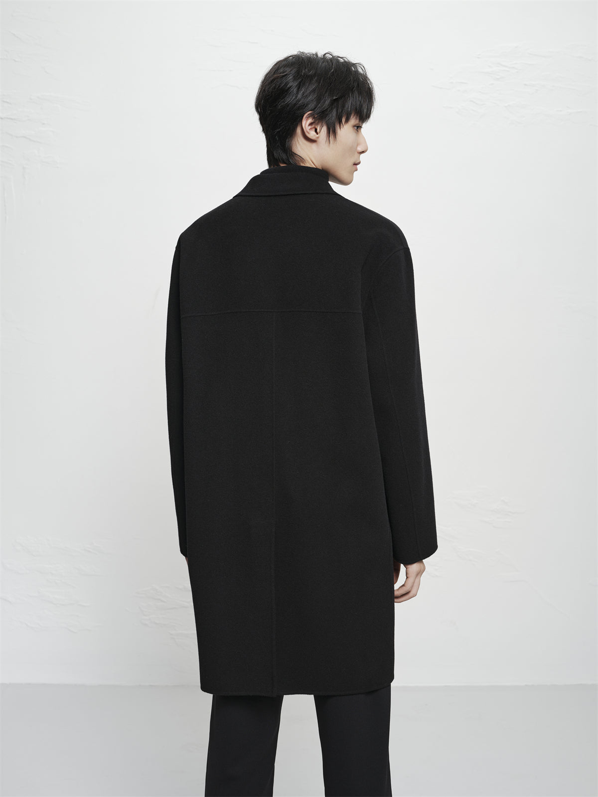 Men's Black Wool-Blend Coat