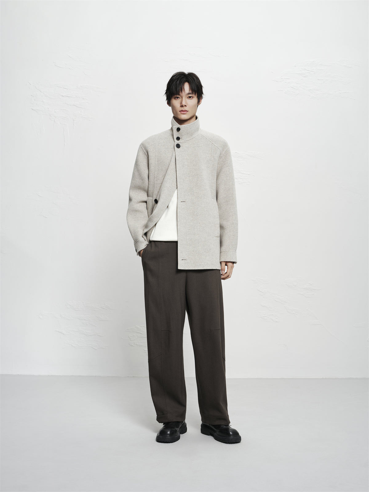 Men's Mid-Length Wool¨CCamel Hair Blend Coat