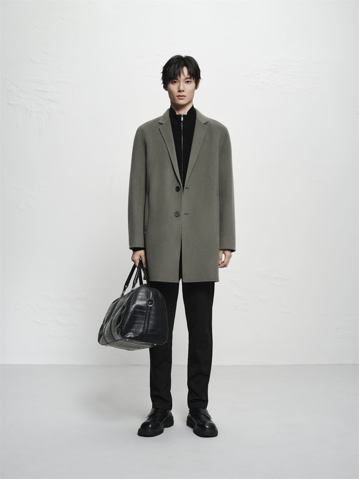 Men's Wool-Blend Notched-Lapel Coat