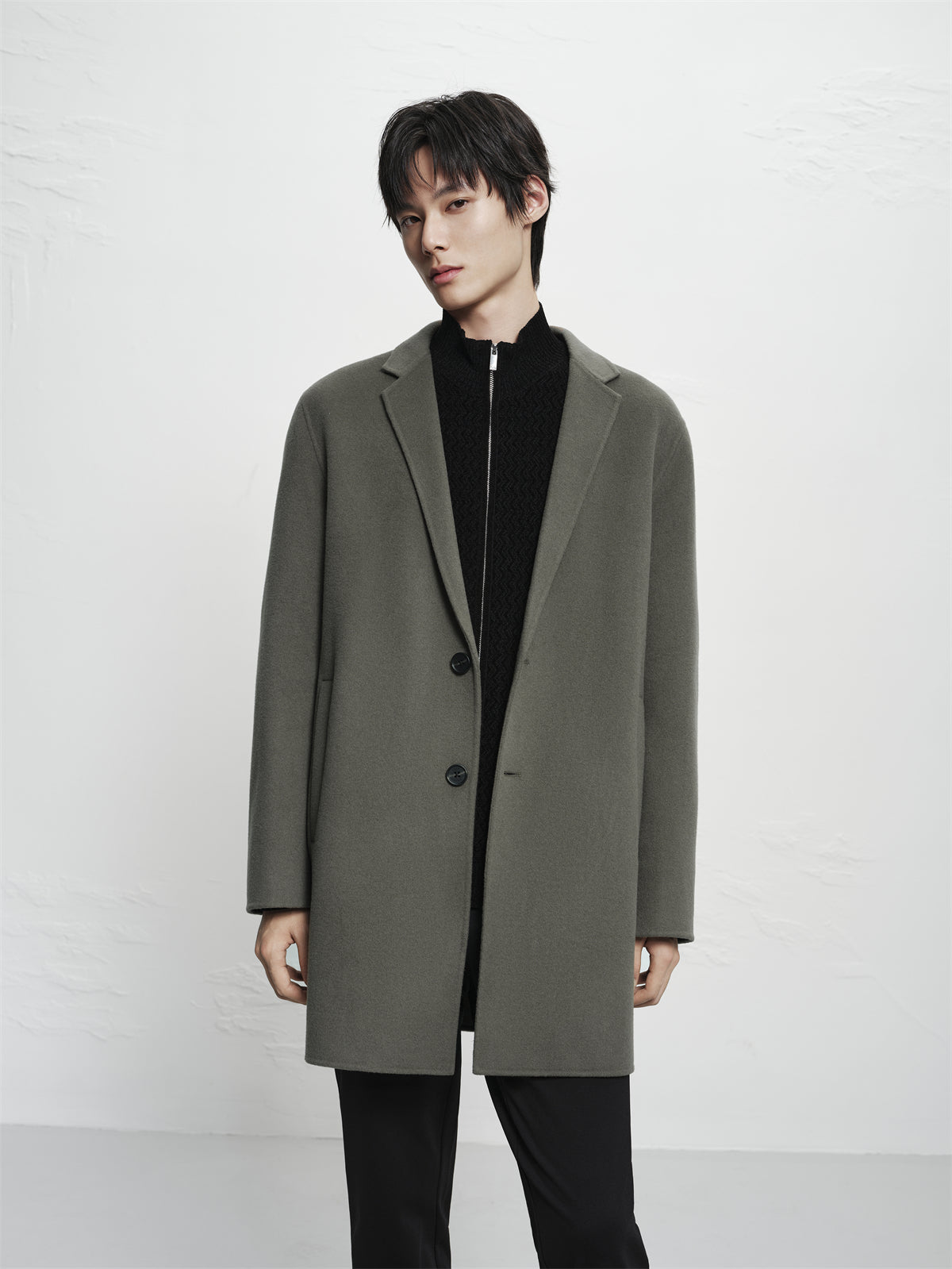 Men's Wool-Blend Notched-Lapel Coat