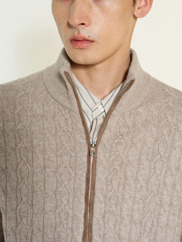 Men's Casual Stand-Collar Cable-Knit Textured Sweater