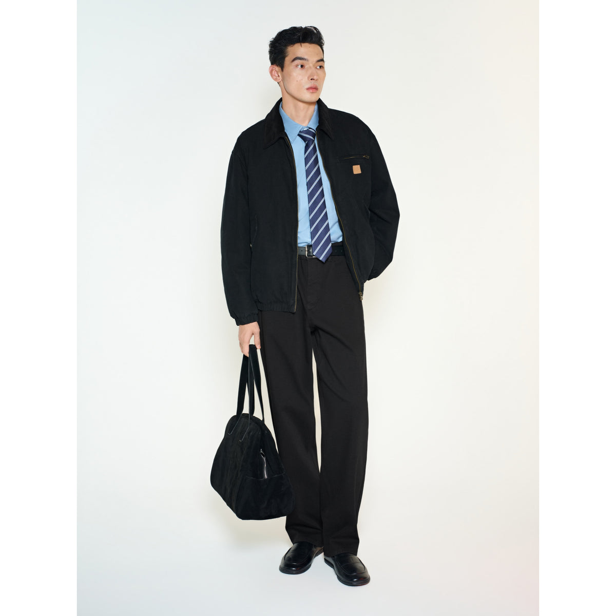 Men's Casual Black Straight-Leg Jeans