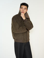 Men's Casual PU Leather Fleece-Collar Jacket-Style Down Jacket