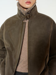 Men's Casual PU Leather Fleece-Collar Jacket-Style Down Jacket