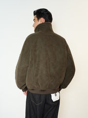 Men's Casual PU Leather Fleece-Collar Jacket-Style Down Jacket