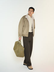Men's Casual Faux-Suede Fleece-Lined Harrington Jacket