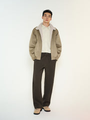 Men's Casual Faux-Suede Fleece-Lined Harrington Jacket