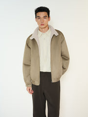 Men's Casual Faux-Suede Fleece-Lined Harrington Jacket
