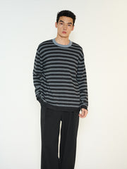 Men's Casual Contrast-Stripe Wool-Blend Knit Pullover