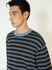 Men's Casual Contrast-Stripe Wool-Blend Knit Pullover
