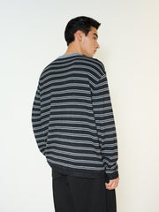 Men's Casual Contrast-Stripe Wool-Blend Knit Pullover