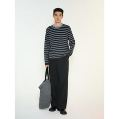 Men's Casual Contrast-Stripe Wool-Blend Knit Pullover