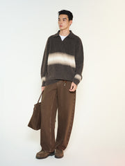 Men's Relaxed Wool-Blend Chevron-Stripe Knit Polo