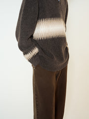 Men's Relaxed Wool-Blend Chevron-Stripe Knit Polo