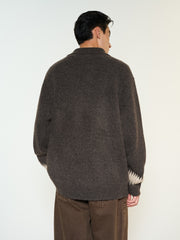 Men's Relaxed Wool-Blend Chevron-Stripe Knit Polo