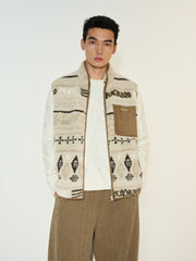 Men's Casual Geometric-Pattern Fleece Vest