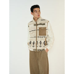 Men's Casual Geometric-Pattern Fleece Vest