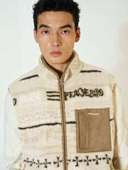 Men's Casual Geometric-Pattern Fleece Vest