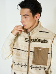 Men's Casual Geometric-Pattern Fleece Vest