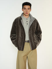 Men's Casual Vintage Textured Plaid-Lined Jacket