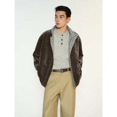 Men's Casual Vintage Textured Plaid-Lined Jacket