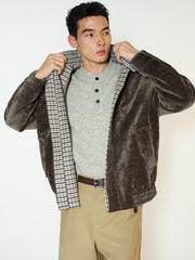 Men's Casual Vintage Textured Plaid-Lined Jacket