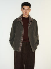 Men's Commuter Wool-Blend Plaid-Collar Jacket