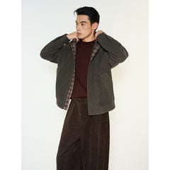 Men's Commuter Wool-Blend Plaid-Collar Jacket