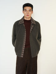 Men's Commuter Wool-Blend Plaid-Collar Jacket