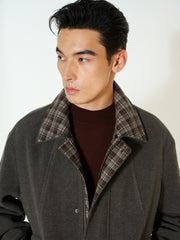 Men's Commuter Wool-Blend Plaid-Collar Jacket