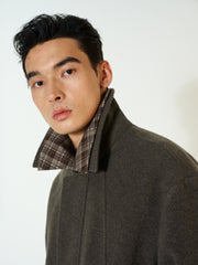 Men's Commuter Wool-Blend Plaid-Collar Jacket